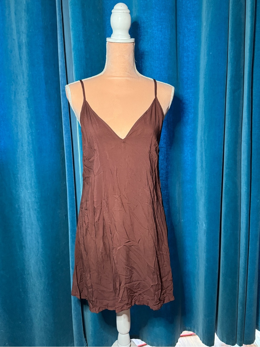 Women’s Brown Slip Dress - Spaghetti Strap Nightdress